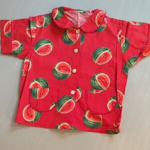 Vintage Girls Watermelon Button Up size 3T‎